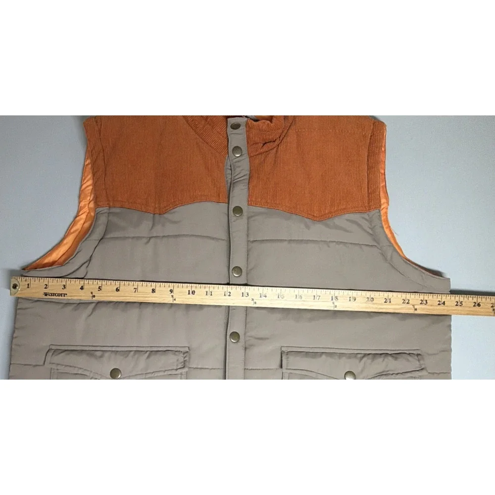 Stoic Quilted Puffer Vest Mens XL Corduroy Accent Casual Snap Up Retro 80s